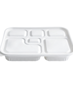 LIYI Disposable Lunch Box, 6-Compartment, 1350ml / 45oz, BPA-Free, 50 Pack