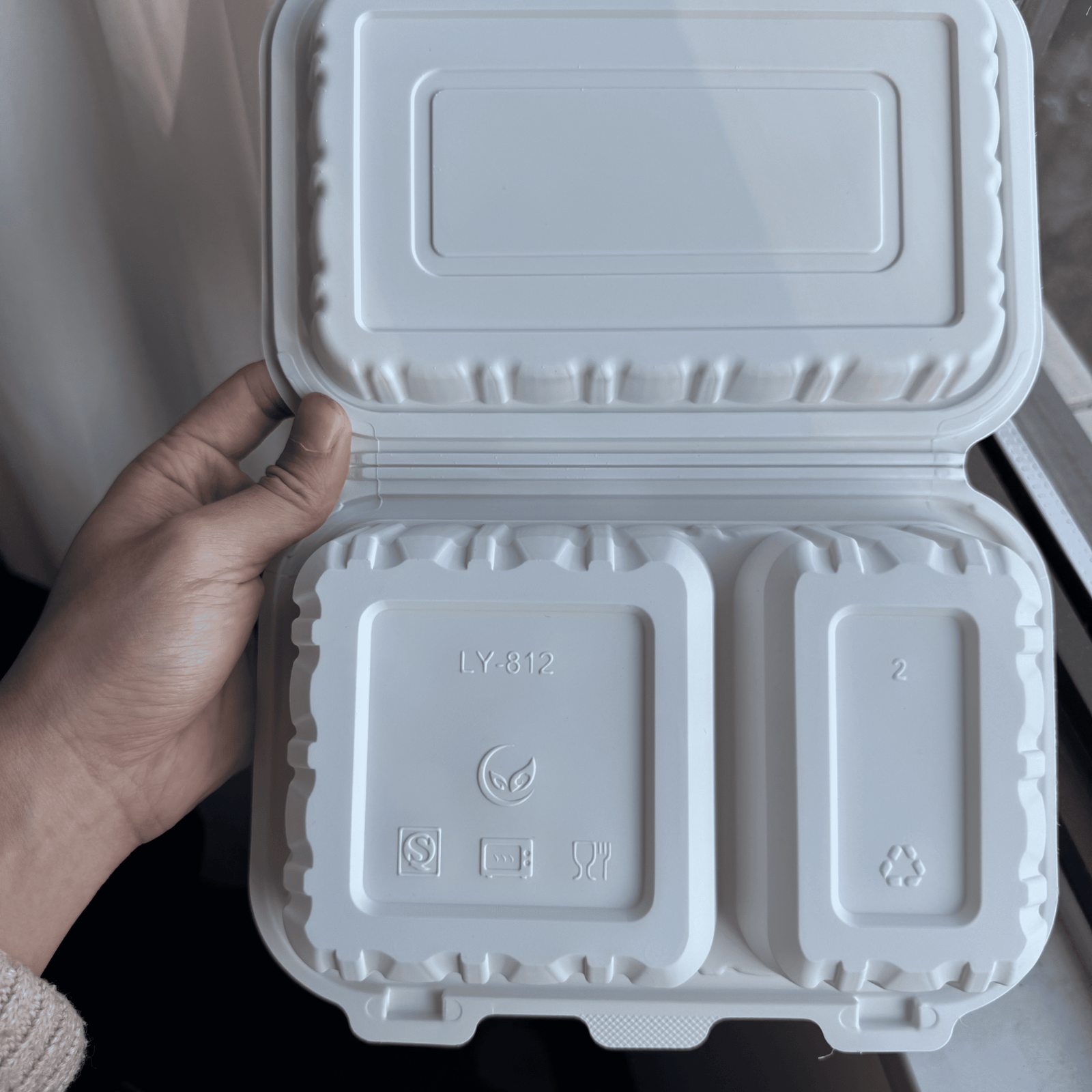 LIYI Disposable Lunch Box, 2-Compartment, 800ml / 27oz, BPA-Free - Image 3